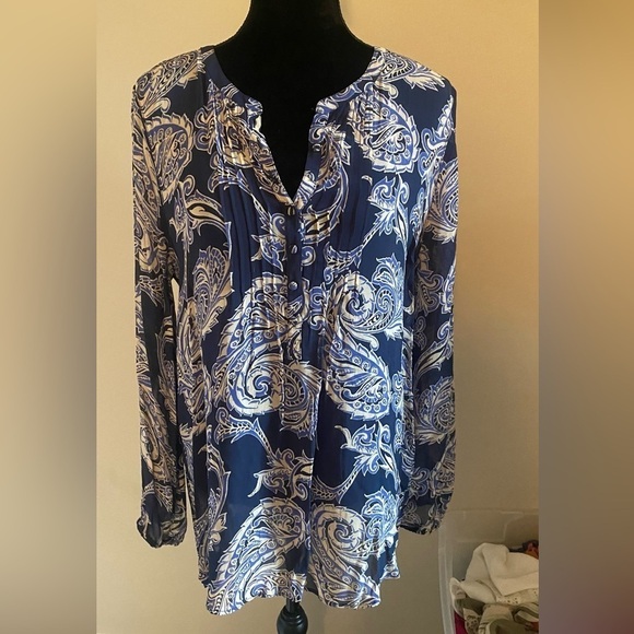 Lucky Brand paisley pattern in shades of blue sz M tunic - Picture 3 of 6